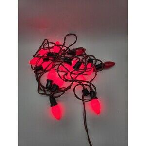 VTG Gilbert Green and Red WIRE CHRISTMAS LIGHT STRAND 15 C7 Bulbs Tested & Works